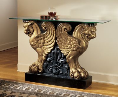 Trapezophoron Winged Lion Console Table