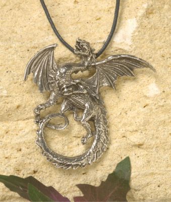 Dragon Pendant - Winged Dragon Pewter Pendant