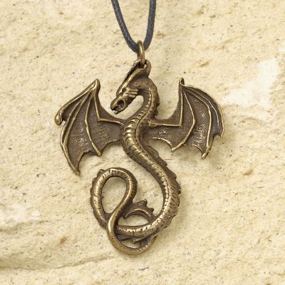 Serpent Dragon Bronze-Finished Pendant