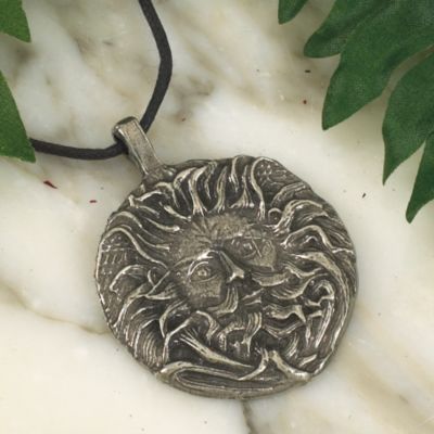 Sun Face Pewter Pendant