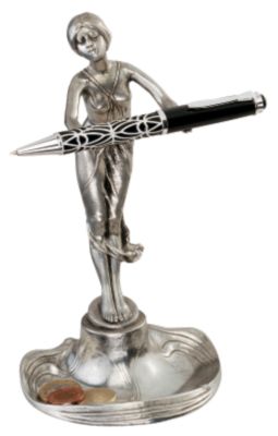 Italian Art Nouveau Pewter Pen Holder