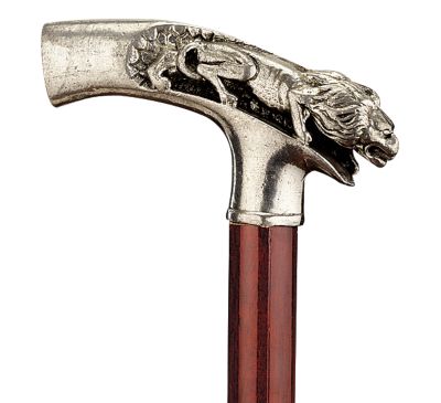 Lion on Mountain Pewter Walking Stick