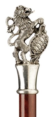 Heraldic Lion Pewter Walking Stick