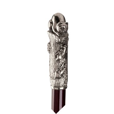 Cat and Mouse Pewter Walking Stick