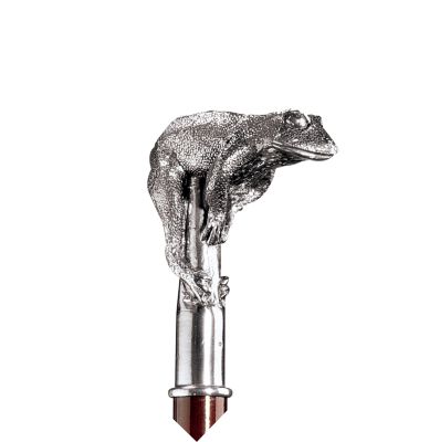 Perching Frog Pewter Walking Stick