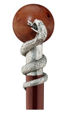 Snake with Globe Pewter Walking Stick