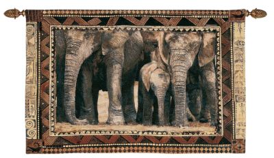 African Wildlife Among Family Wall Tapestry