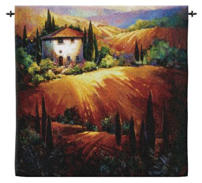 Golden Tuscany Landscape Wall Tapestry