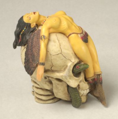 Snake Charmer Tribal Maiden Skull Sculpture