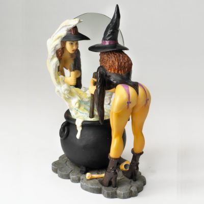 Cauldron Stirring Modern Witch Mirror