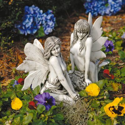 The Enchanted Garden Fairies Sculptures - Set of Two