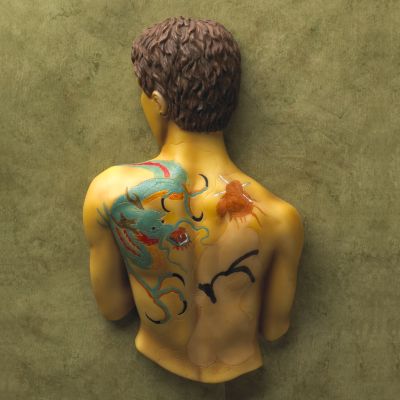 Asian Dragon Tattooed Man Wall Sculpture