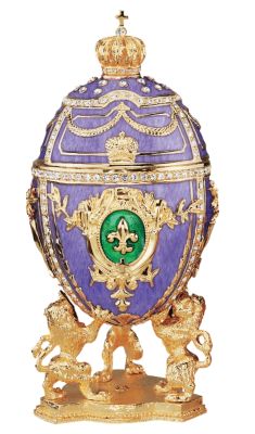Faberge-style Fleur-de-Lis Enameled Egg