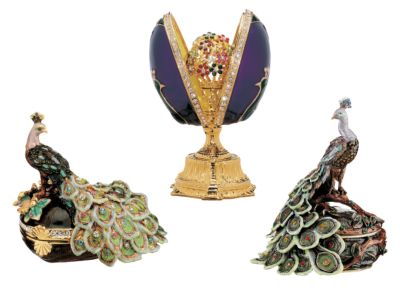 Royal Peacock Enameled Box Collection<br>(Set Includes: Hermitage, St. Petersburg & Kiev)