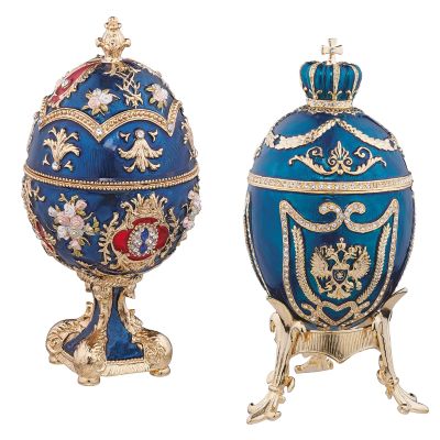 The Falkenburg Collection Faberge Style Enameled Egg: Set of Two