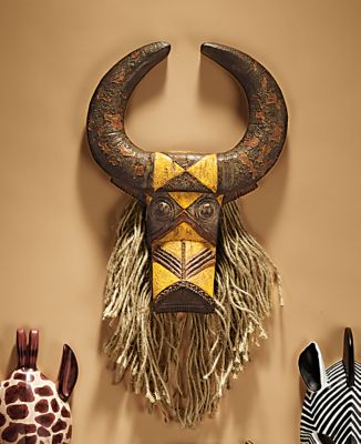 Sculptural African Tribal Bull Mask