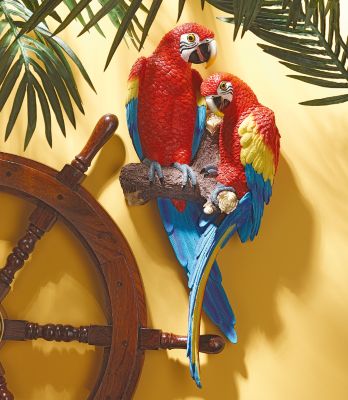 Tropical Scarlet Macaws Wall Sculpture