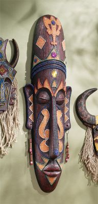 Grand Scale Tribal Wall Mask - Set of Two