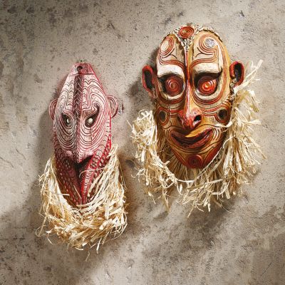 African Tribal Wall Masks - Set of Two