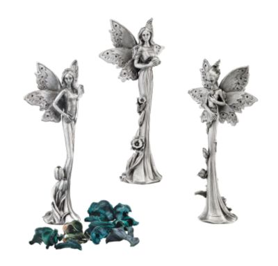 Natures Fairies Sculptural Fine Pewter Collection (Set Includes: Tulip, Daffodil & Rose)
