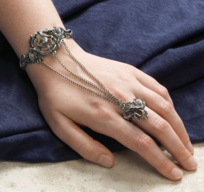 Gothic Dragon Pewter Slave Bracelet