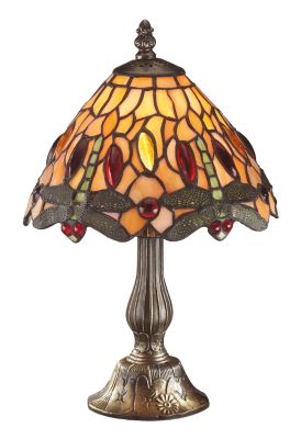 Petite Tiffany-Style Dragonfly Stained Glass Lamp
