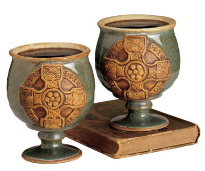 Celtic Cross Stoneware Goblets