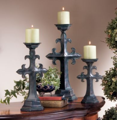 Medieval Monastery Candlestick Trio