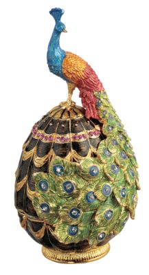 Peacock Faberge-Style Collectible Enameled Egg