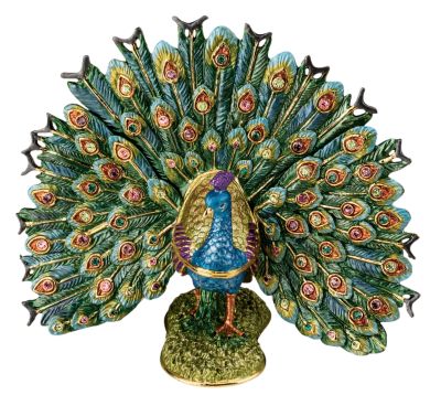 Peacock Faberge-Style Collectible Enameled Box