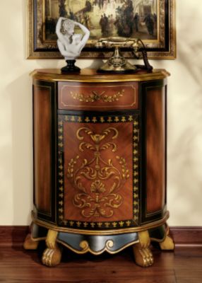 Napoleon III-Style Hand-Painted Wooden Crescent Cabinet