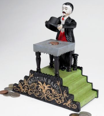 Maitland the Magician Authentic Foundry Iron Mechanical Bank