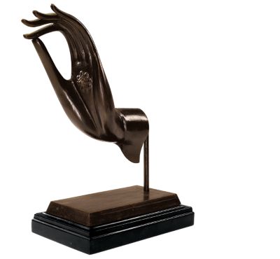 The Mudra Hand Foundry Iron Sculpture with Solid Marble Base