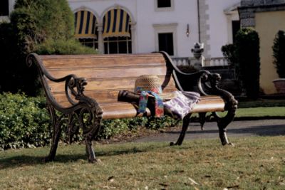 Benson Manor Authentic Foundry Iron Hardwood Bench