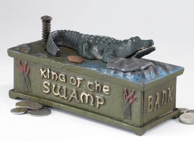 King of the Swamp: Alligator Authentic Foundry Iron Mechanical Bank