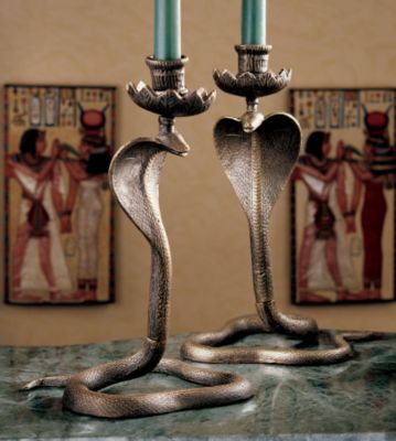 Uraeus Royal Egyptian Cobra Foundry Iron Candlestick