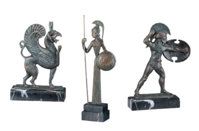 Hellinistic Ironwork Sculptures<br>(Set Includes: Spartan, Griffin & Athena)