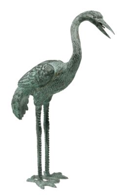 Small Curved Neck Bronze Crane