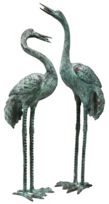 Large Bronze Crane Set