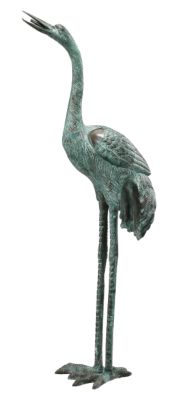 Large Straight Neck Bronze Crane
