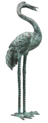 Large Curved Neck Bronze Crane