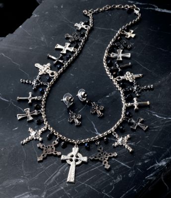 Crosses of History Necklace and Earrings Ensemble