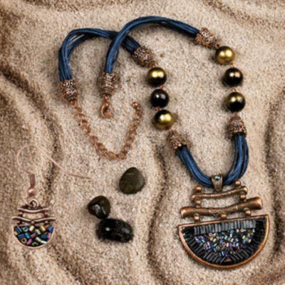 The Kabuki Necklace and Earrings Ensemble