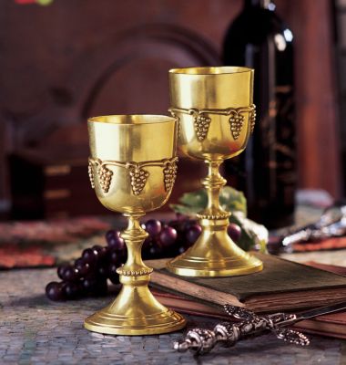 Grape Harvest Solid Brass Goblets
