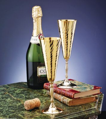 The Grand Toast Solid Brass Champagne Flutes (Set of Two)