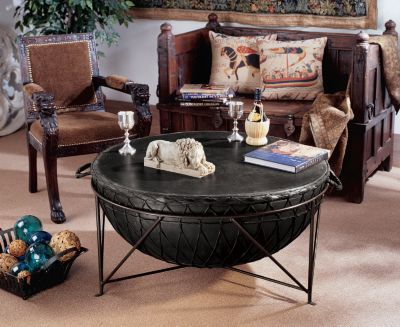 British Colonial War Drum Cocktail Table
