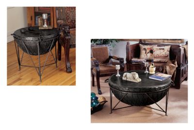 British Colonial War Drum Tables<BR>(Set Includes: 1 Cocktail & 1 Side Table)
