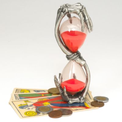 Pewter Skeleton Hand Hourglass