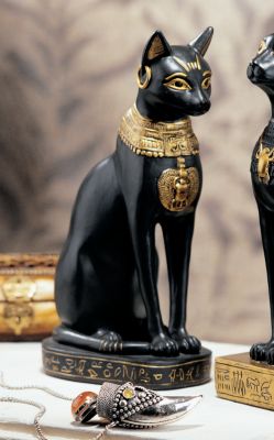 Egyptian Cat Goddess Bastet Statue<br>(Bastet with Earrings)