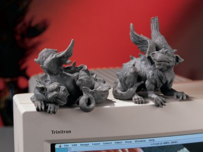 Twin Gargoyles of Irvington Castle Computer Sitters